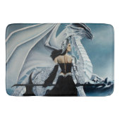 Winter Queen white Dragon Fantasy Badematte (Vorderseite)