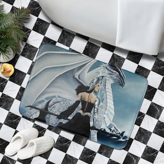 Winter Queen white Dragon Fantasy Badematte