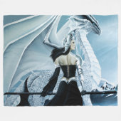 Winter Queen white Dragon Fantasy Fleecedecke (Vorderseite (Horizontal))