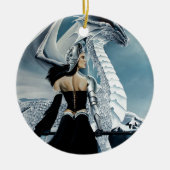 Winter Queen White Dragon Fantasy Keramikornament (Vorne)