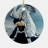 Winter Queen White Dragon Fantasy Keramikornament (Hinten)