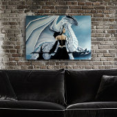 Winter Queen White Dragon Fantasy Poster