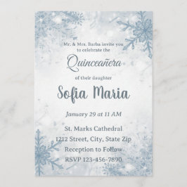 Winter Quinceañera Invitation – Snowflakes, Silver Einladung
