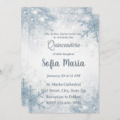 Winter Quinceañera Invitation – Snowflakes, Silver Einladung (Vorne/Hinten)