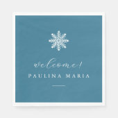 Winter Quinceanera Welcome Blue White Snowflake Serviette (Vorderseite)
