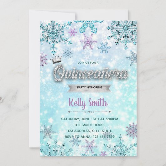 Winter-Quinceñera-Party Einladung (Vorderseite)