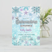 Winter-Quinceñera-Party Einladung (Stehend Vorderseite)