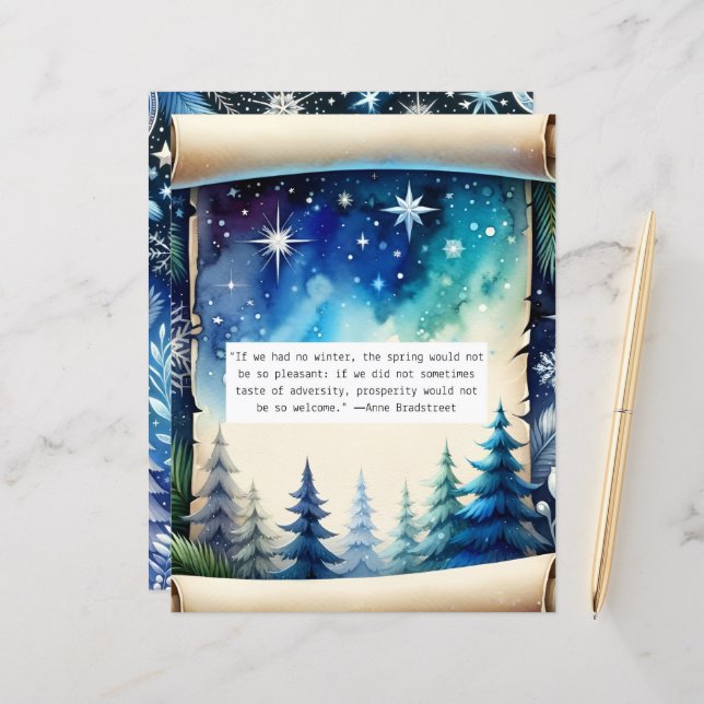 Winter Quote Blue Scrapbook (Vorderseite/Rückseite Beispiel)