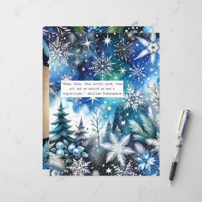 Winter Quote Blue Scrapbook (Vorderseite/Rückseite Beispiel)