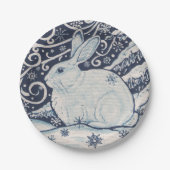 Winter Rabbit Blue & White Delft Pappteller (Vorderseite)