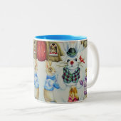 Winter Rabbits Gebäude Snowbunny Watercolor Art Zweifarbige Tasse (VorderseiteRechts)