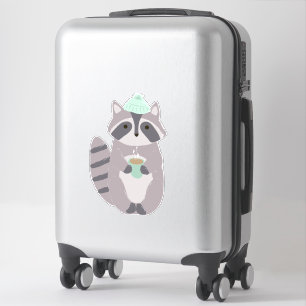 Winter Racoon TrageHat trinken Kakao Baby Room Aufkleber