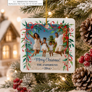Winter-Rahmen-Strand-Weihnachten-Feiertags-Foto Keramikornament