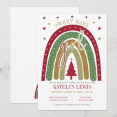 Winter Rainbow Christmas Girl Baby Dusche Einladung (Vorne/Hinten)