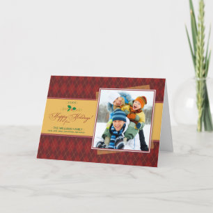 Winter-Rauten-glückliche Feiertags-Karte (rot) Feiertagskarte