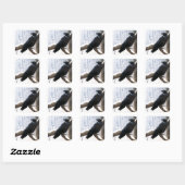 Winter Raven Forest Quadratischer Aufkleber (Blatt)