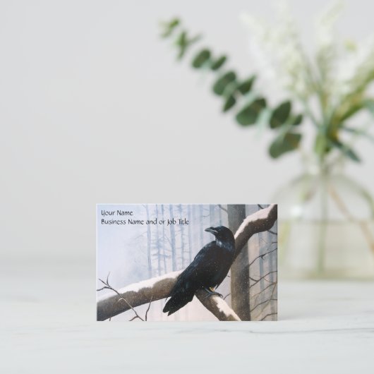 Winter Raven Forest Visitenkarte (Stehend Vorderseite)