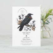 Winter Raven Gothic Wedding Einladung (Stehend Vorderseite)