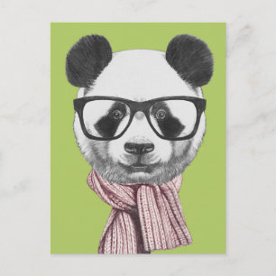 Winter Ready Panda Bär Postkarte