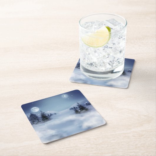 Winter Rechteckiger Pappuntersetzer (Vor Ort)