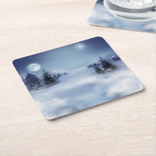 Winter Rechteckiger Pappuntersetzer (angewinkelt)