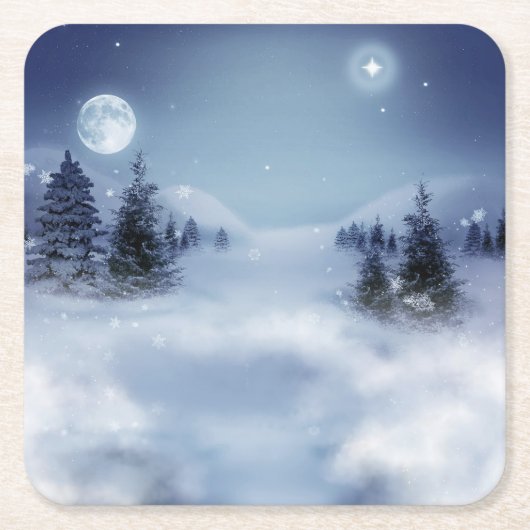 Winter Rechteckiger Pappuntersetzer (Vorderseite)