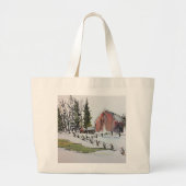 Winter Red Barn Tote Tasche Tinte mit Aquarellfarb (Vorne)