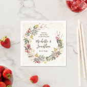Winter Red Berries Botanical Wreath Wedding Serviette (Beispiel)