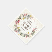 Winter Red Berries Botanical Wreath Wedding Serviette (Ecke)