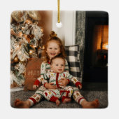 Winter Red Berries Frohe Weihnachts-Foto Keramikornament (Rückseite)