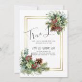 Winter Red Berries Pine Cones Wedding (Vorderseite)