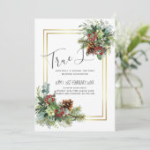 Winter Red Berries Pine Cones Wedding (Stehend Vorderseite)