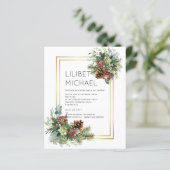 Winter Red Berries Pine Cones Wedding (Stehend Vorderseite)