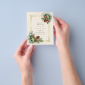 Winter Red Berries Pine Cones Wedding Flyer (Gruppe)