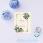 Winter Red Berries Pine Cones Wedding Flyer (Einzeln)