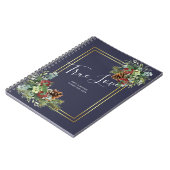 Winter Red Berries Pine Cones Wedding Notizblock (Linke Seite)
