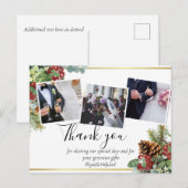 Winter Red Berries Pine Cones Wedding Postkarte (Vorne/Hinten)