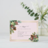 Winter Red Berries Pine Cones Wedding Postkarte (Stehend Vorderseite)
