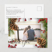 Winter Red Berries Pine Cones Wedding Postkarte (Vorne/Hinten)