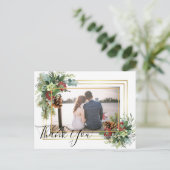 Winter Red Berries Pine Cones Wedding Postkarte (Stehend Vorderseite)