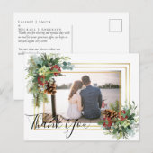 Winter Red Berries Pine Cones Wedding Postkarte (Vorne/Hinten)