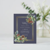 Winter Red Berries Pine Cones Wedding Postkarte (Stehend Vorderseite)