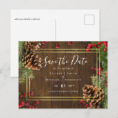 Winter Red Berries Pine Cones Wedding Postkarte (Vorne/Hinten)