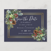 Winter Red Berries Pine Cones Wedding Postkarte (Vorderseite)
