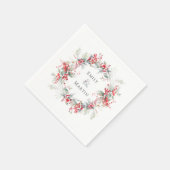 Winter Red Berries Poinsettias Wreath Wedding Serviette (Ecke)