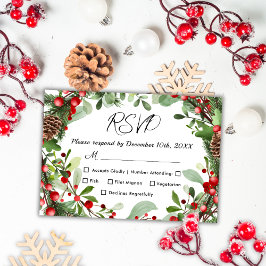 Winter Red Berries | RSVP-Karte für Weihnachten RSVP Karte