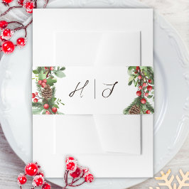 Winter Red Berries Weihnachts-Einladung Bauchband Einladungsbanderole