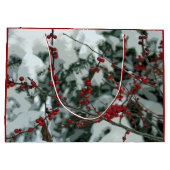 Winter Red Berries Weihnachtsgeschenktasche Große Geschenktüte (Rückseite)