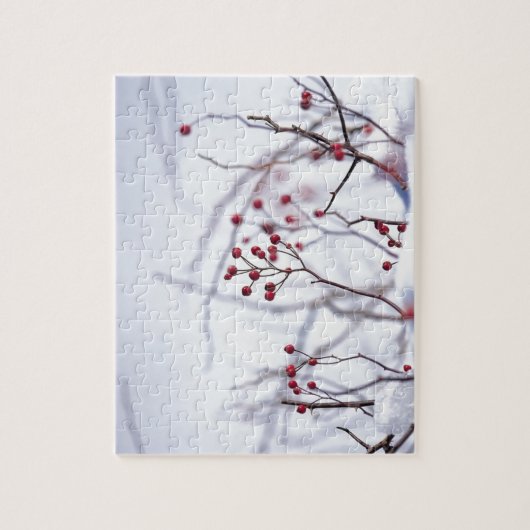 Winter Red Berries White Snow Puzzle (Vertikal)