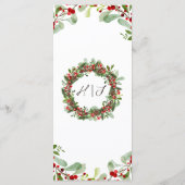 Winter Red Berries Wreath | Weihnachtsmenü Menükarte (Rückseite)